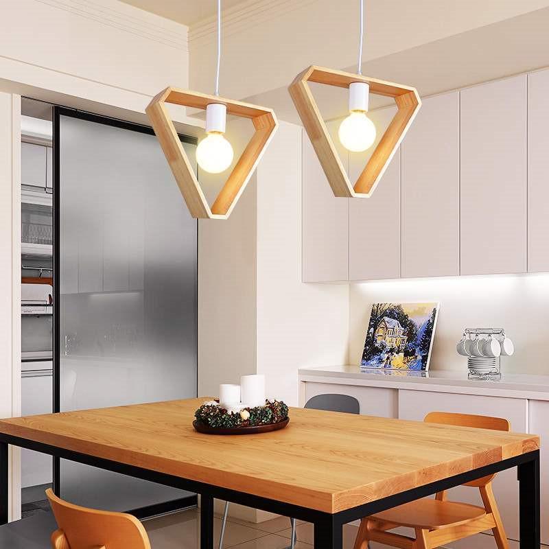 Stylish Geometric Wooden Pendant Light for Indoor Spaces