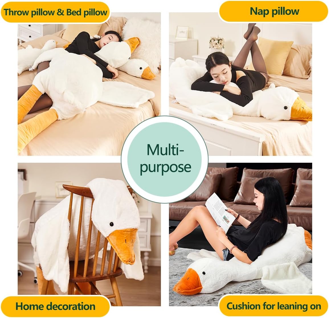 Delightful Goose Plush Companion - Soft, Cozy Pillows in Various Sizes