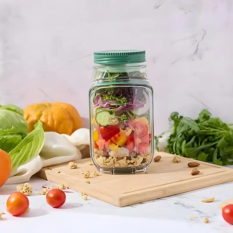 Glass Salad Container | Side Opening | Airtight Screw Lid
