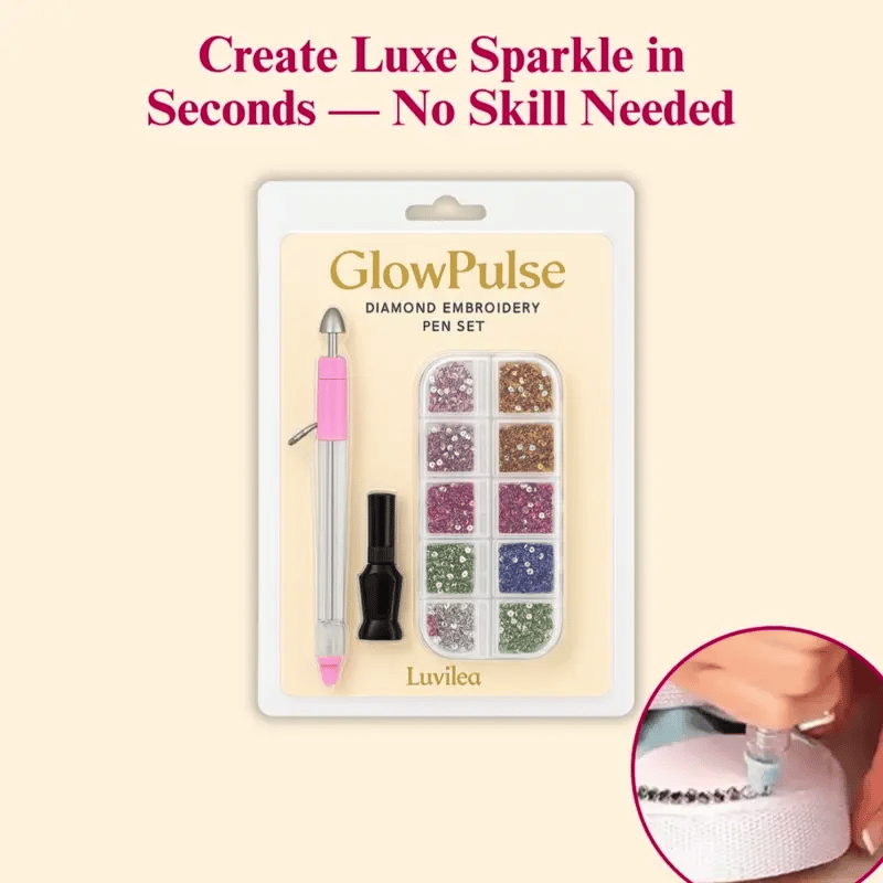 GlowPulse™ Rhinestone Pen — Craft Stunning Sparkle Effortlessly with Every Press
