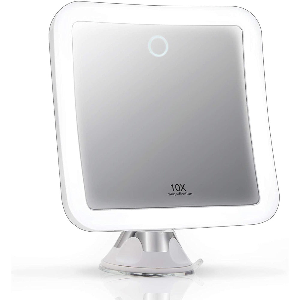 LuxeVision 10X LED Travel Makeup Mirror with Suction Mount