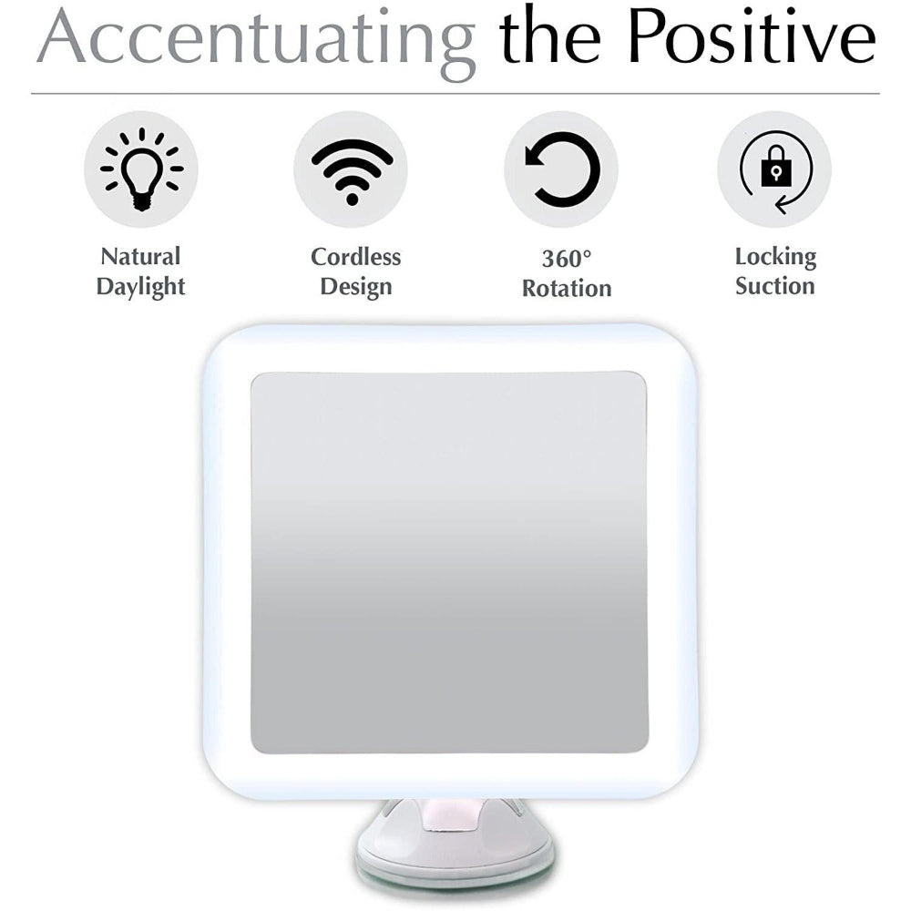 LuxeVision 10X LED Travel Makeup Mirror with Suction Mount