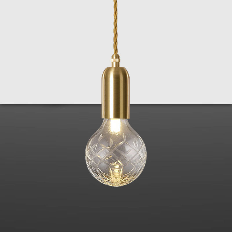 Elegant Gold Pendant Light with Adjustable Cord and Glass Bulb