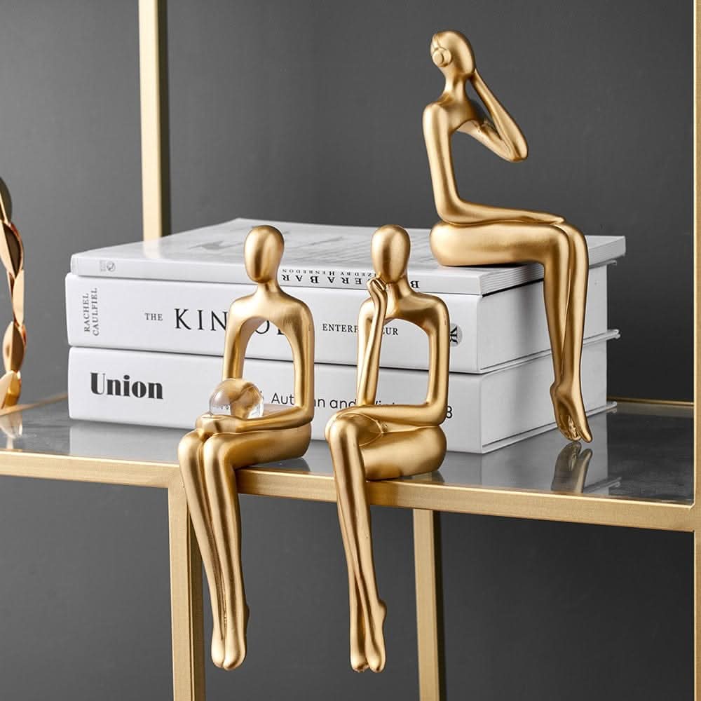 Stylish Abstract Resin Sculpture in Radiant Gold Finish
