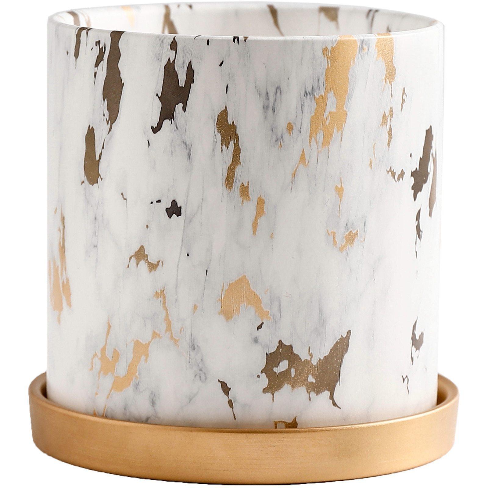 Elegant Gold Ceramic Planter Trio for Indoor Decor