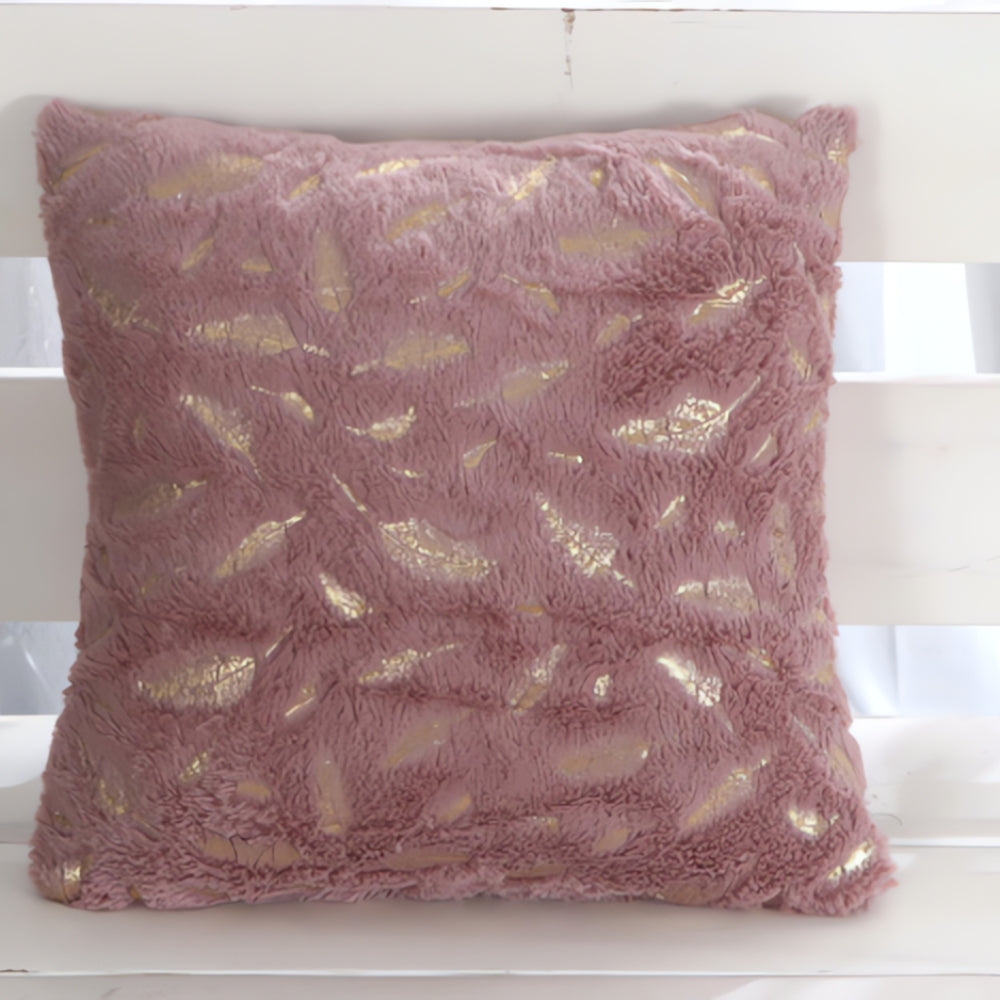 Elegant Decorative Pillow Cover with Gold Leaf Design