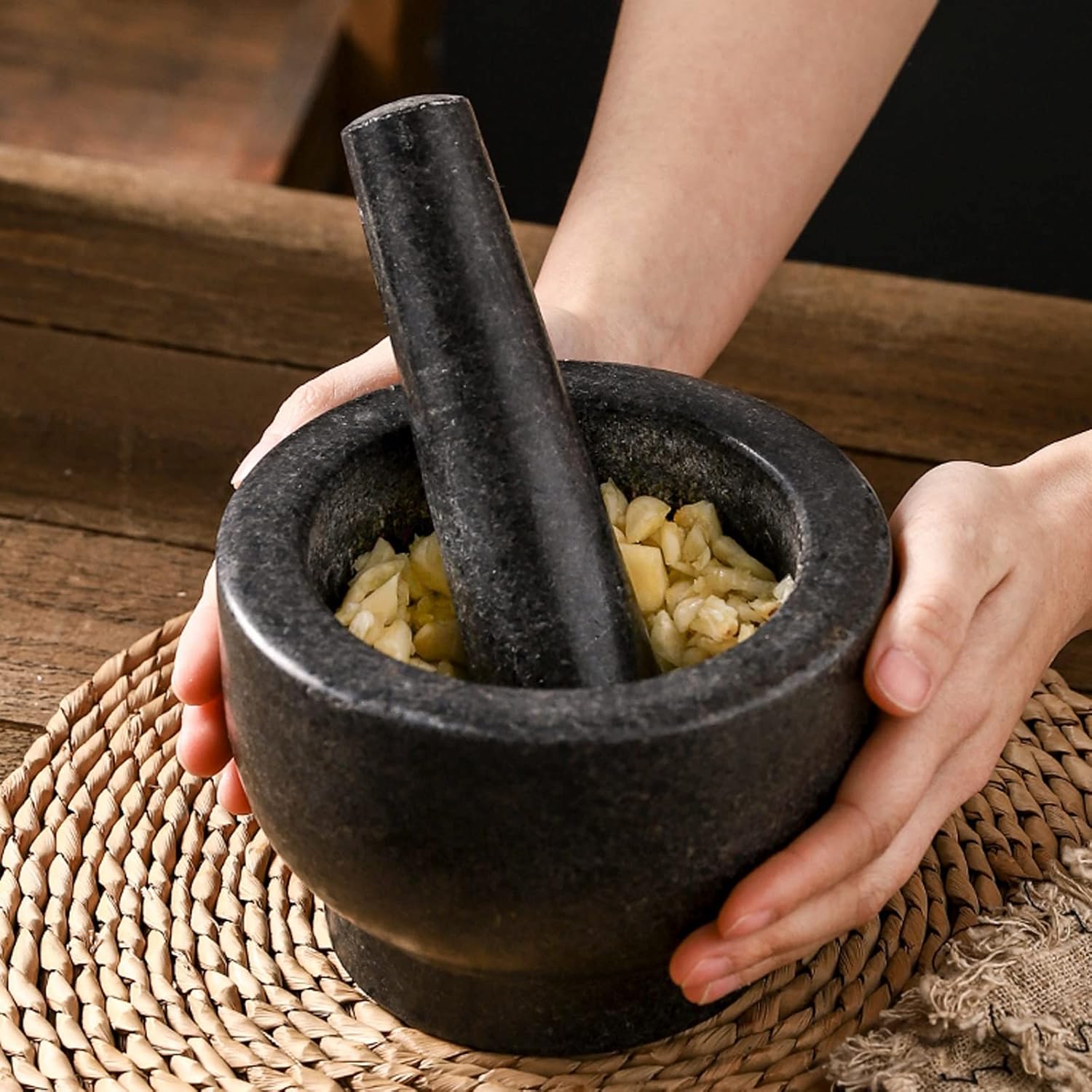 Natural Stone Grinder Bowl and Pestle – Timeless Kitchen Tool