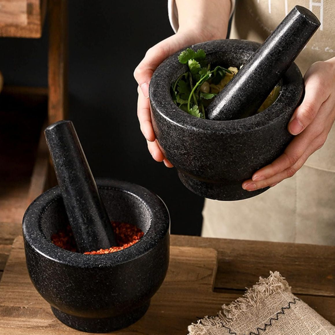 Natural Stone Grinder Bowl and Pestle – Timeless Kitchen Tool