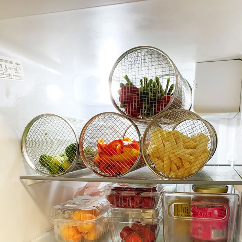 Stainless Steel 360° Rotating Cooking Basket for Grilling