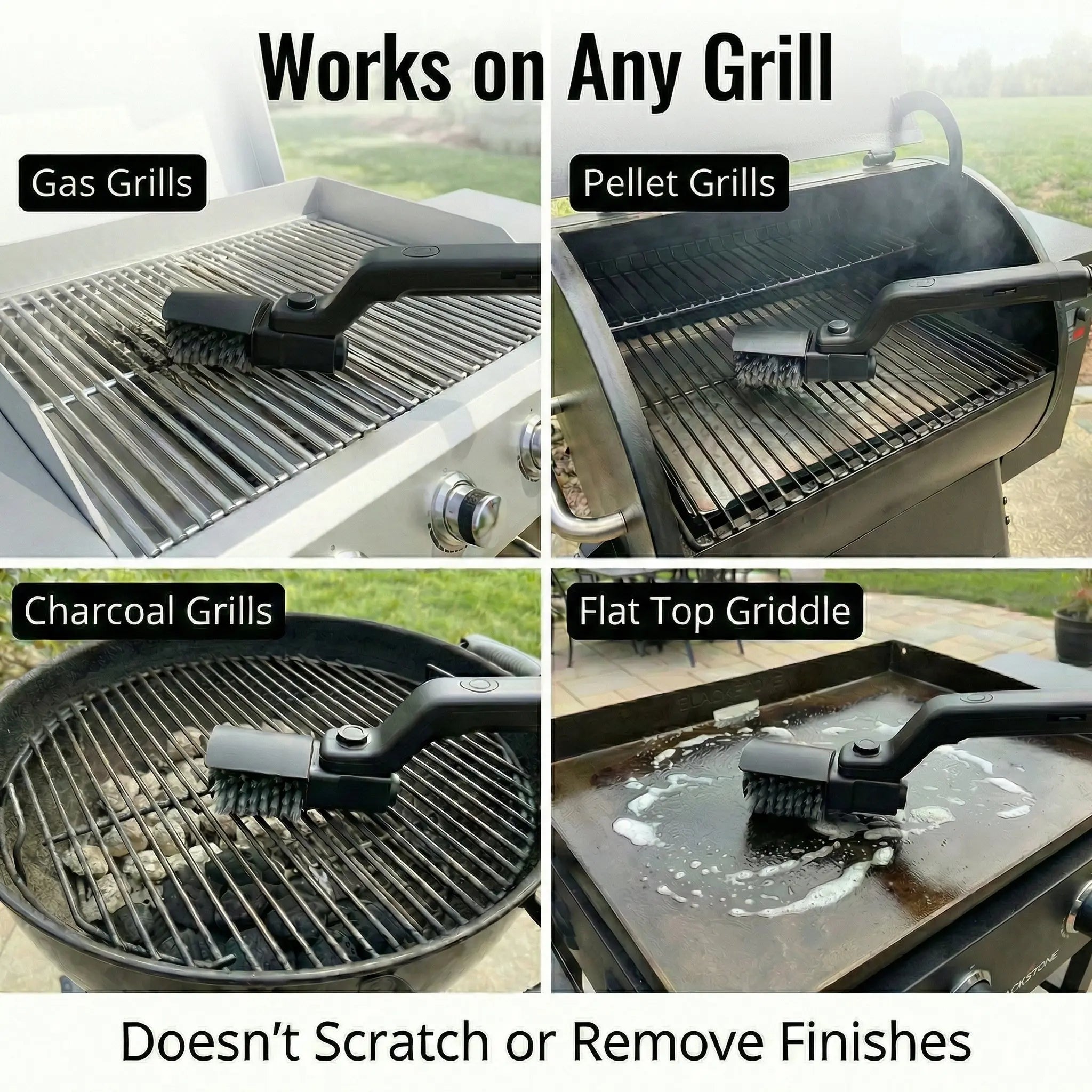 Rotating Head Grill Brush | Fast Cleaning | Safe Bristles