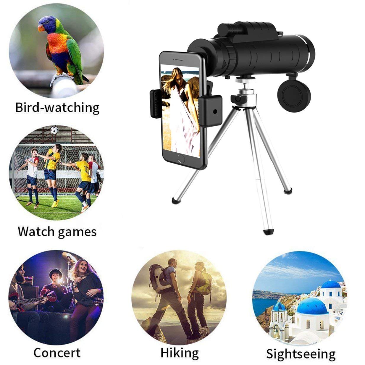 Compact High-Definition Monocular with Smartphone Mount & Tripod