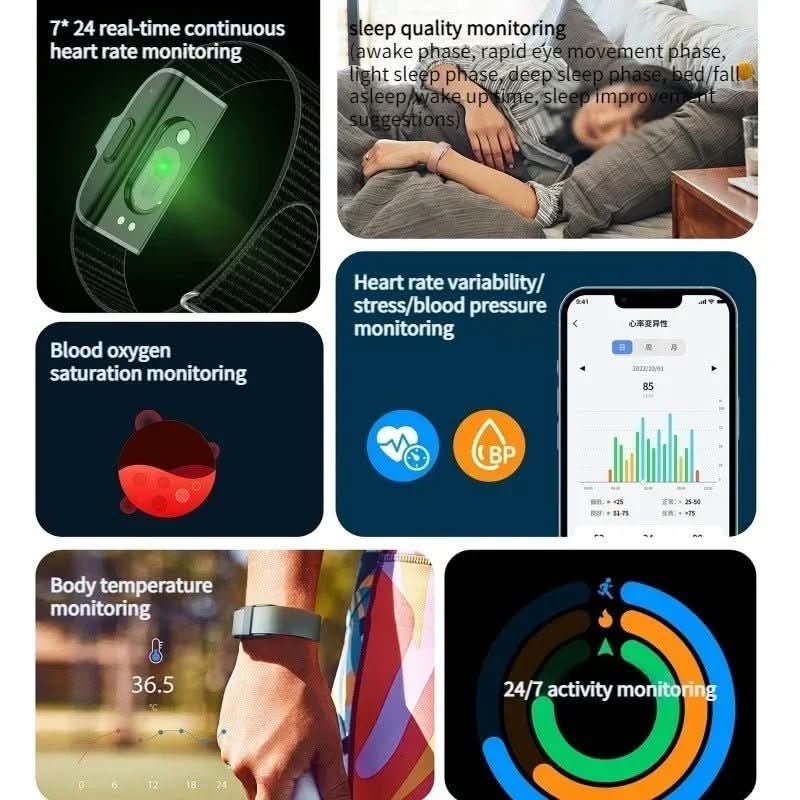 Smart Fitness Tracker with Heart Rate Monitor – IP68 Waterproof Band