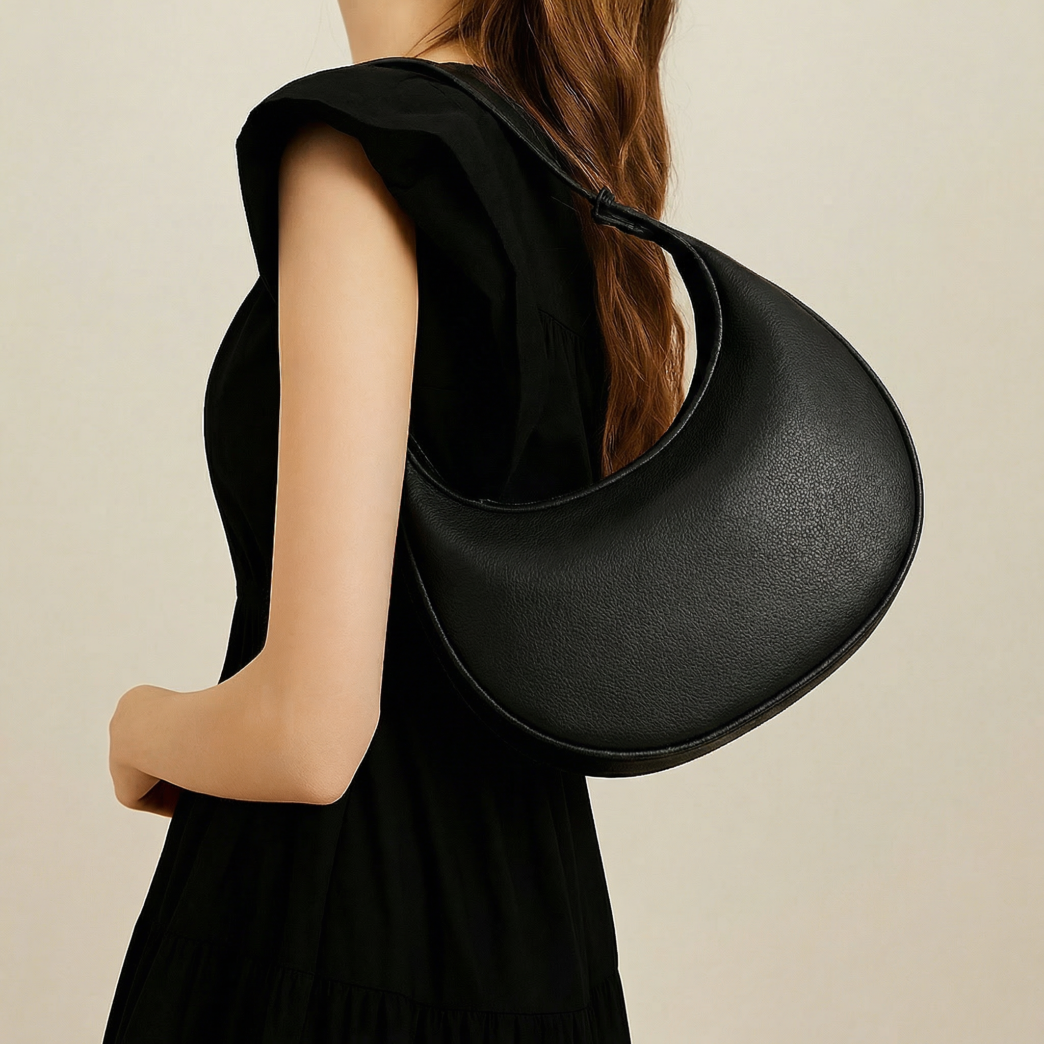 Half-Moon Shoulder Bag | Three Carry Styles | Soft Faux Leather