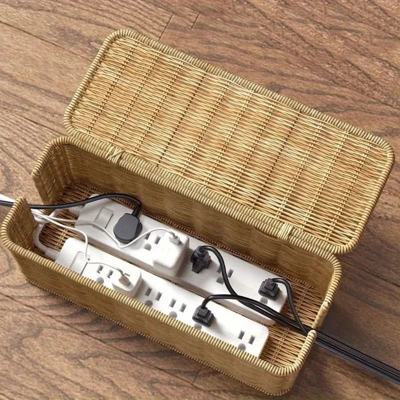Handcrafted Cable Storage Box – Woven Organizer for Cords