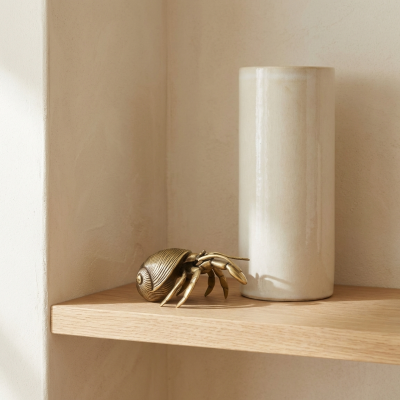 Coastal Elegance - Handcrafted Brass Hermit Crab Sculpture