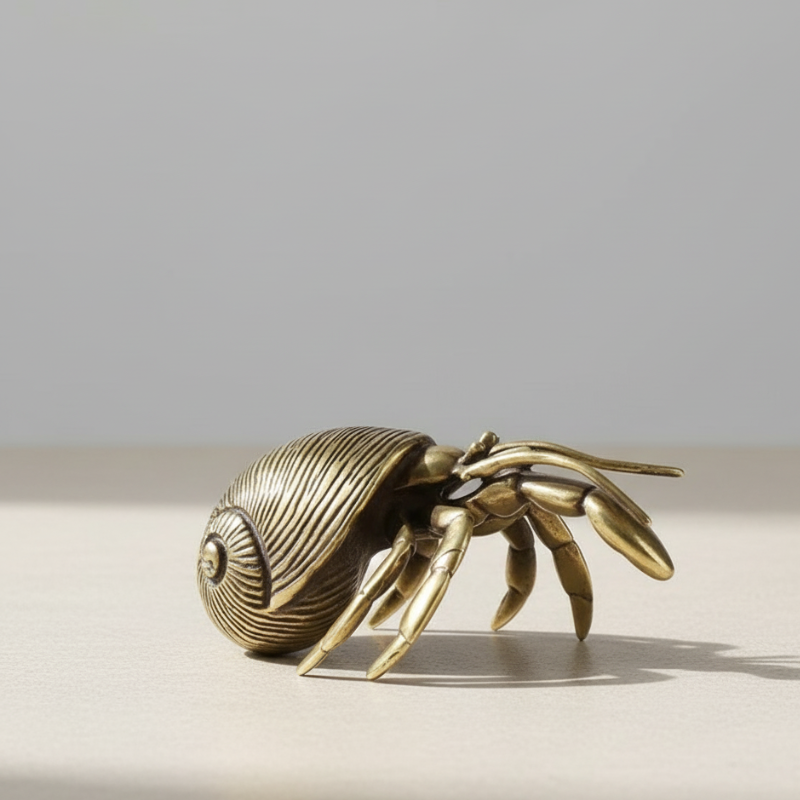 Coastal Elegance - Handcrafted Brass Hermit Crab Sculpture