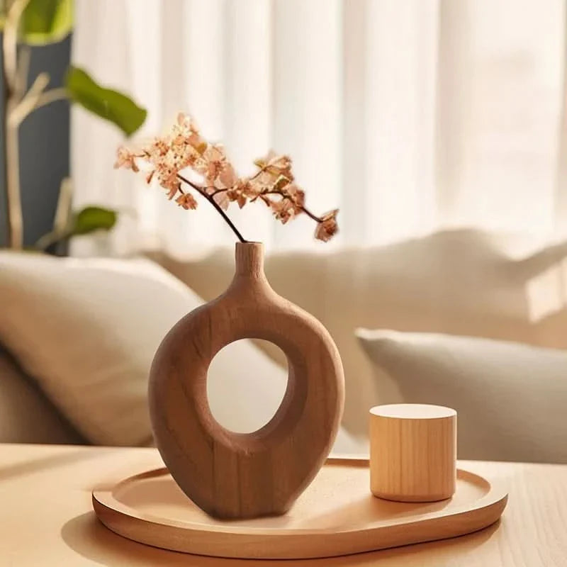 Elegant Wooden Vase – Handcrafted Home Decor Accent