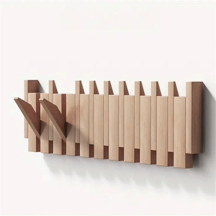 Elegant Wall-Mounted Coat Organizer with Folding Hooks