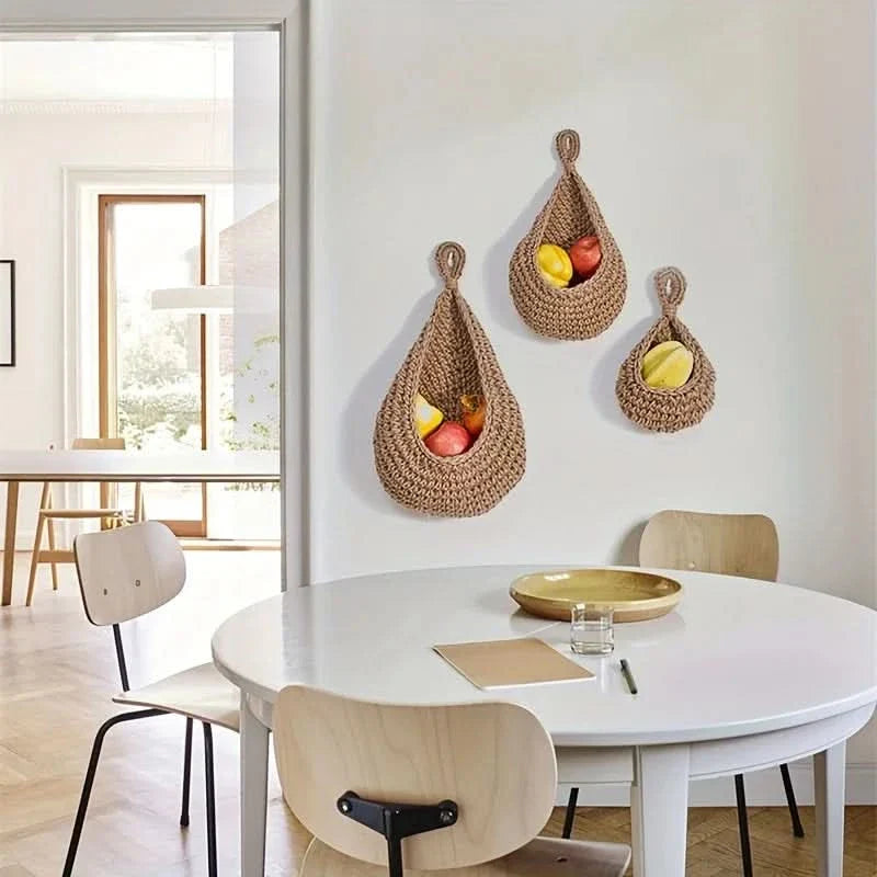 Set of Handmade Hanging Baskets for Storage