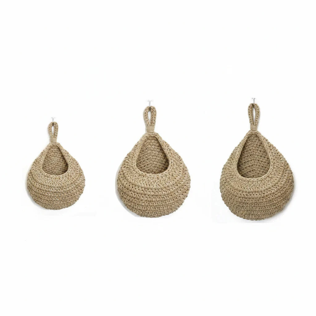 Set of Handmade Hanging Baskets for Storage
