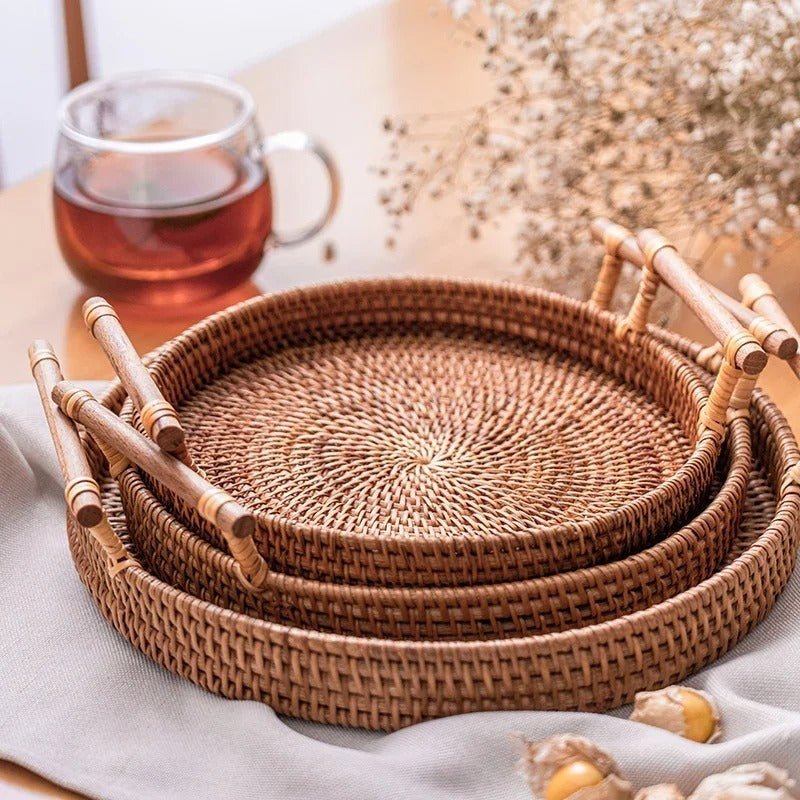 Elegant Woven Serving Tray with Easy Grip Handles