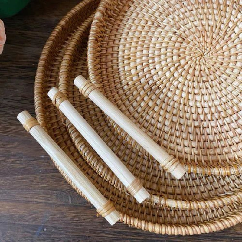 Elegant Woven Serving Tray with Easy Grip Handles