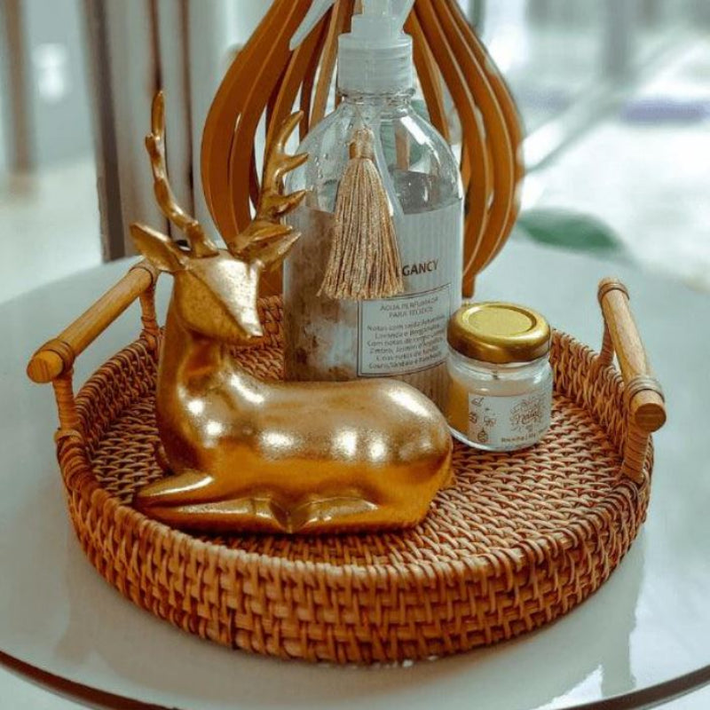 Elegant Woven Serving Tray with Easy Grip Handles
