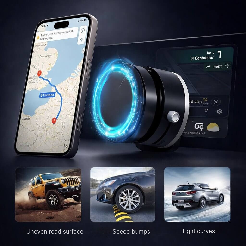 Car Phone Mount with Suction Cup | Magnetic Grip | Adjustable and Foldable