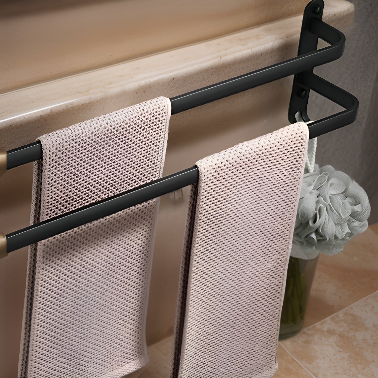 Sleek 3-Tier Wall-Mounted Towel Rack in Matte Black
