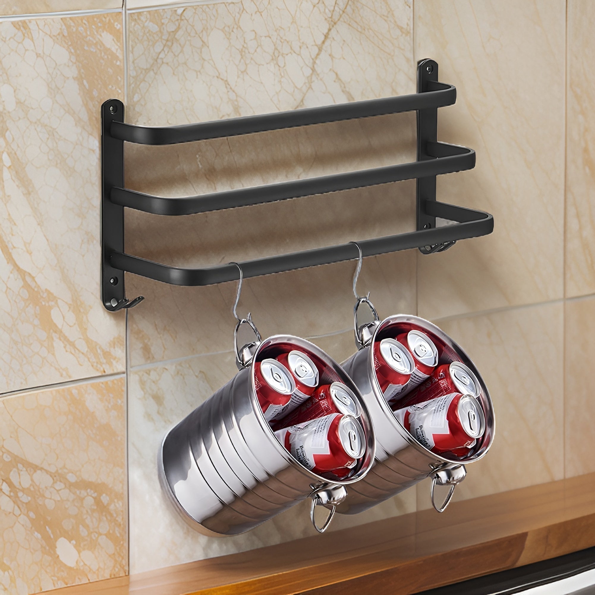 Sleek 3-Tier Wall-Mounted Towel Rack in Matte Black