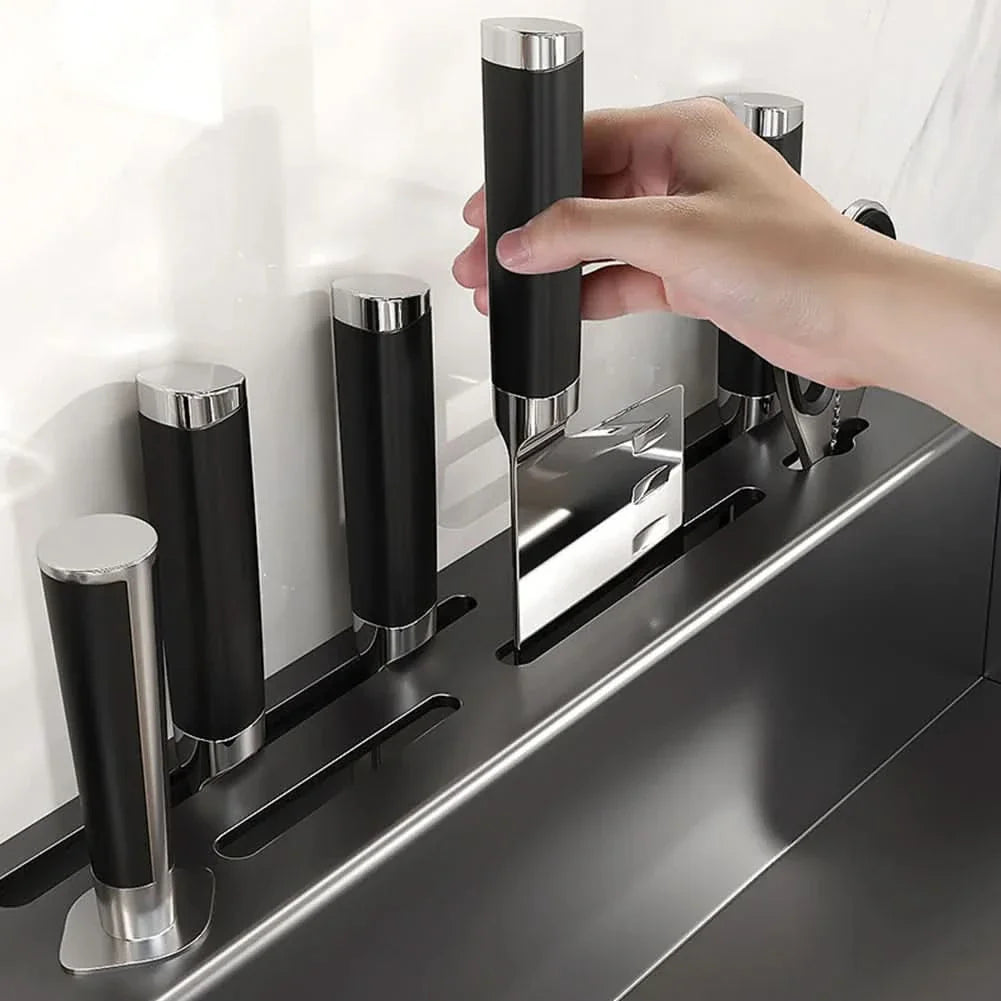 Metal Kitchen Organizer with Functional Hanging Hooks