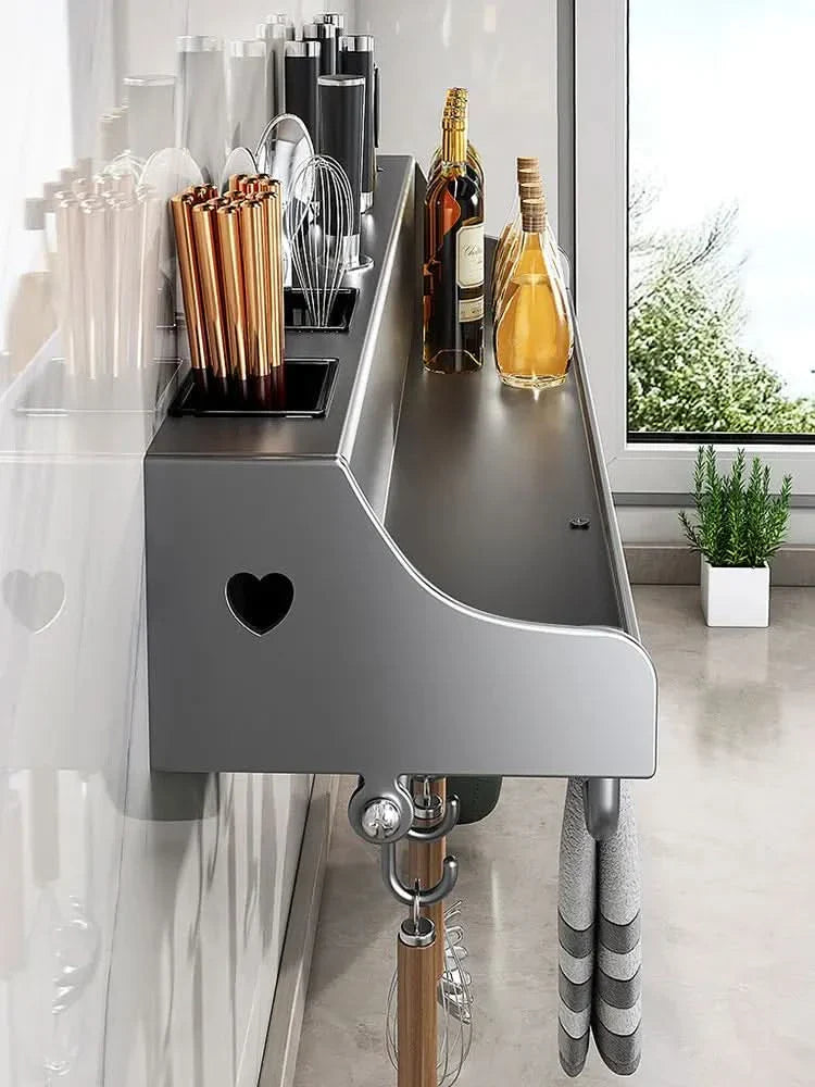 Metal Kitchen Organizer with Functional Hanging Hooks
