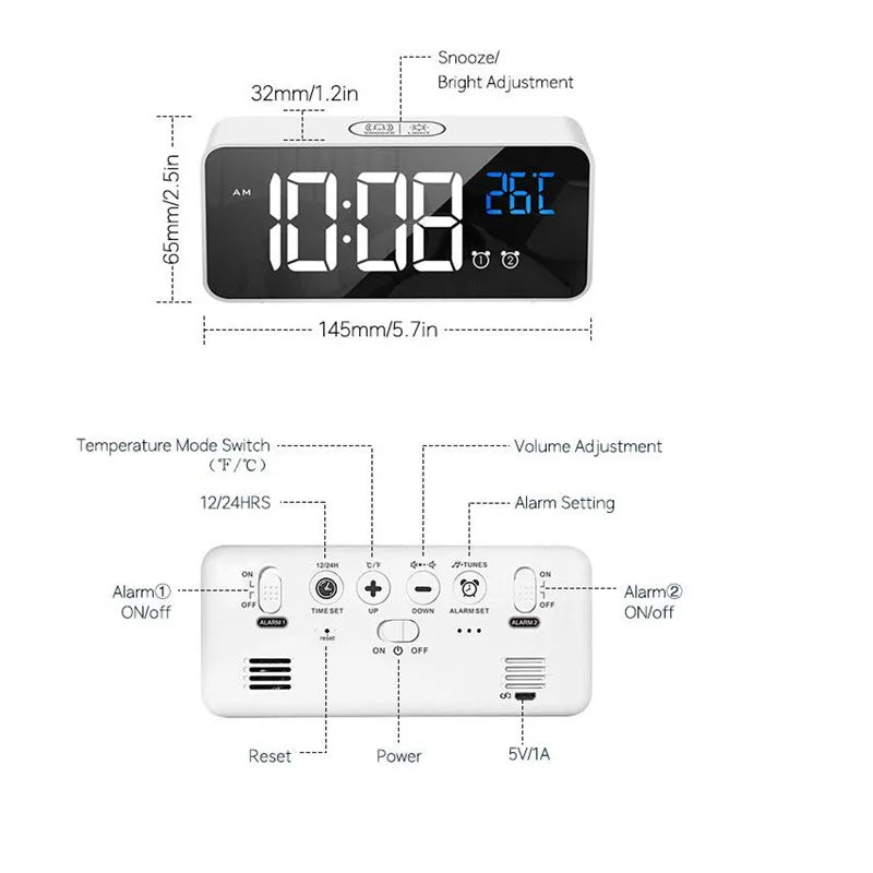 SyncWave Smart Alarm Clock with Music & Climate Display
