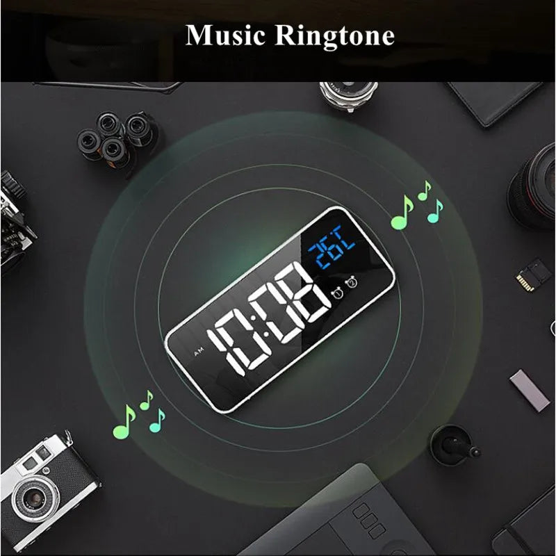 SyncWave Smart Alarm Clock with Music & Climate Display