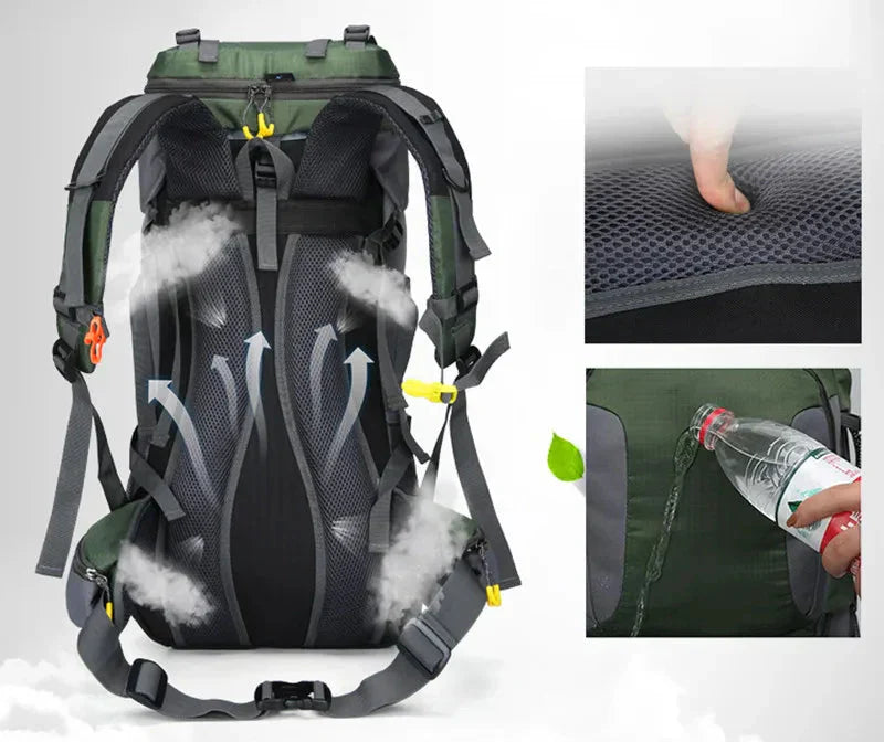 60L Adventure-Ready Waterproof Backpack for Outdoor Enthusiasts