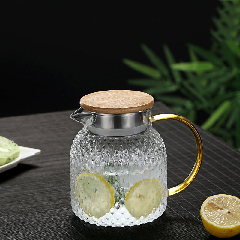 Stylish Borosilicate Glass Pitcher with Bamboo Lid for All Beverages