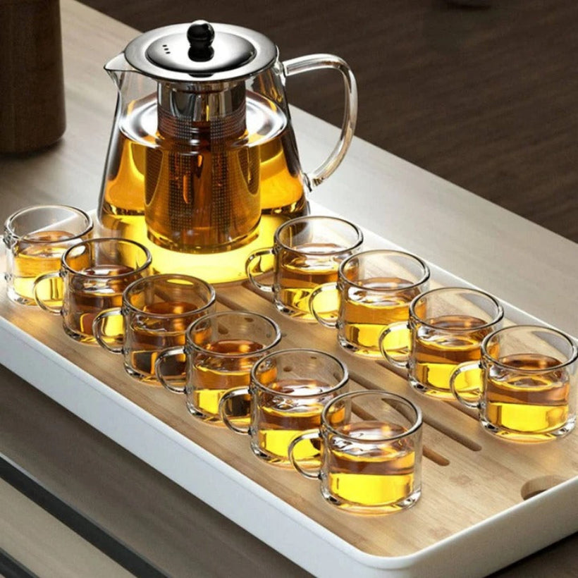 Elegant Glass Teapot with Stainless Steel Infuser, 45.6 oz