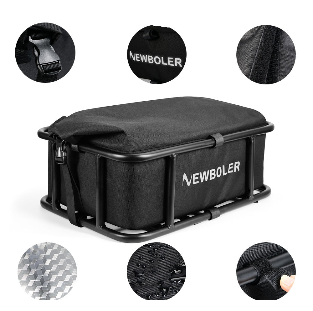 Robust Rear Bicycle Cargo Basket with Adjustable Rack