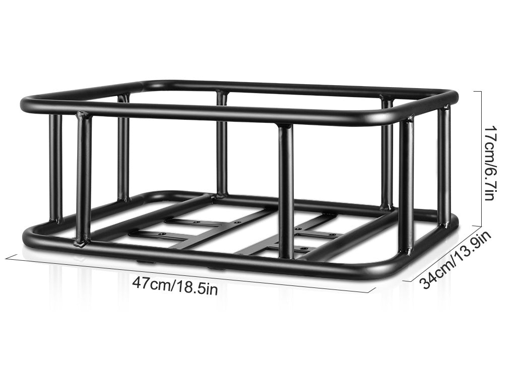 Robust Rear Bicycle Cargo Basket with Adjustable Rack