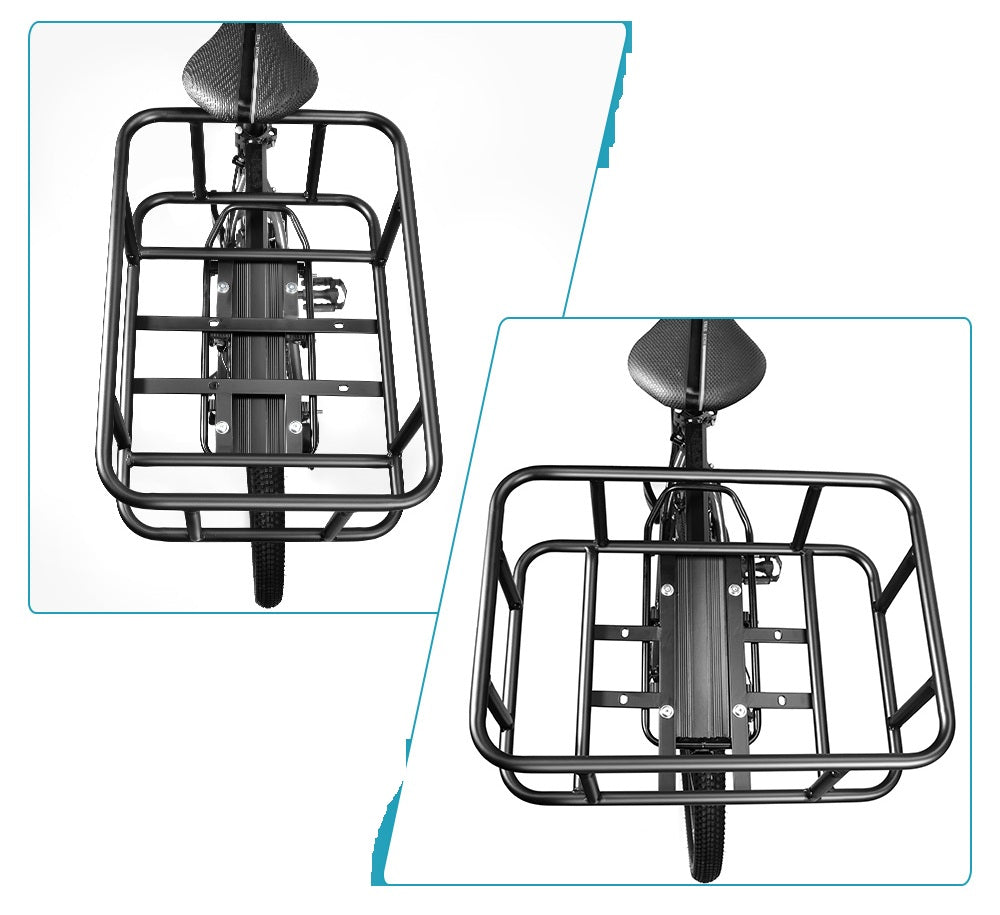Robust Rear Bicycle Cargo Basket with Adjustable Rack
