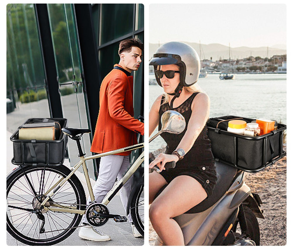 Robust Rear Bicycle Cargo Basket with Adjustable Rack