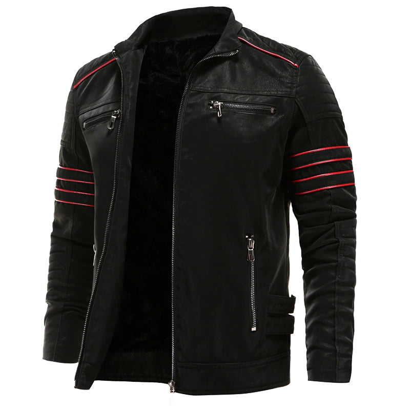 Men's Leather Jacket | Zippered Biker Style | Durable Everyday Wear