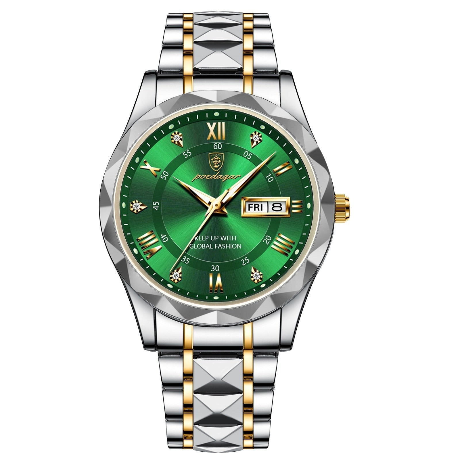 Men's Stainless Steel Watch with Quartz Movement | Luminous Hands | Date Display
