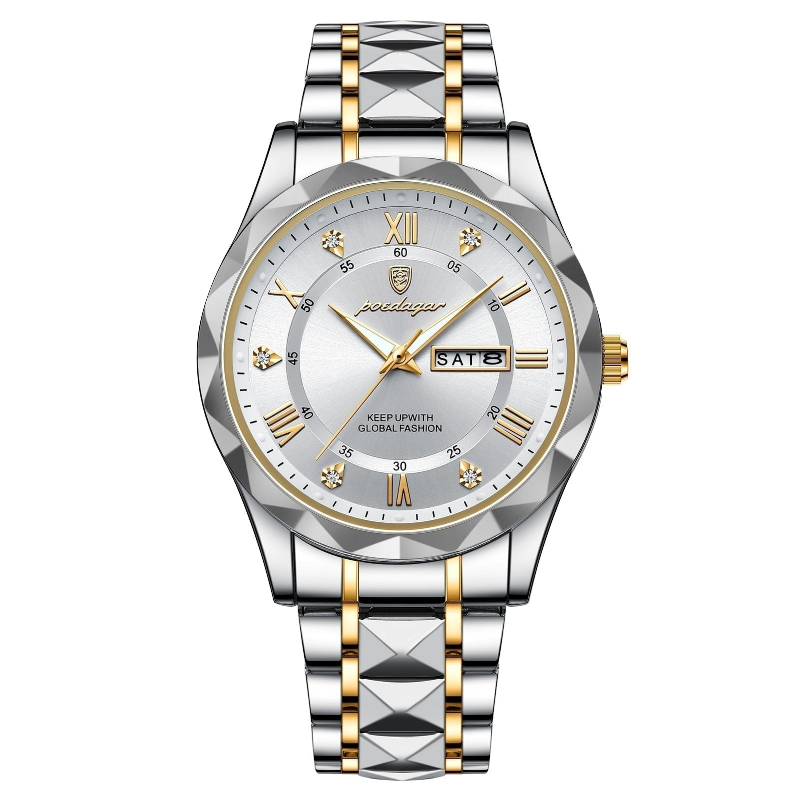 Men's Stainless Steel Watch with Quartz Movement | Luminous Hands | Date Display