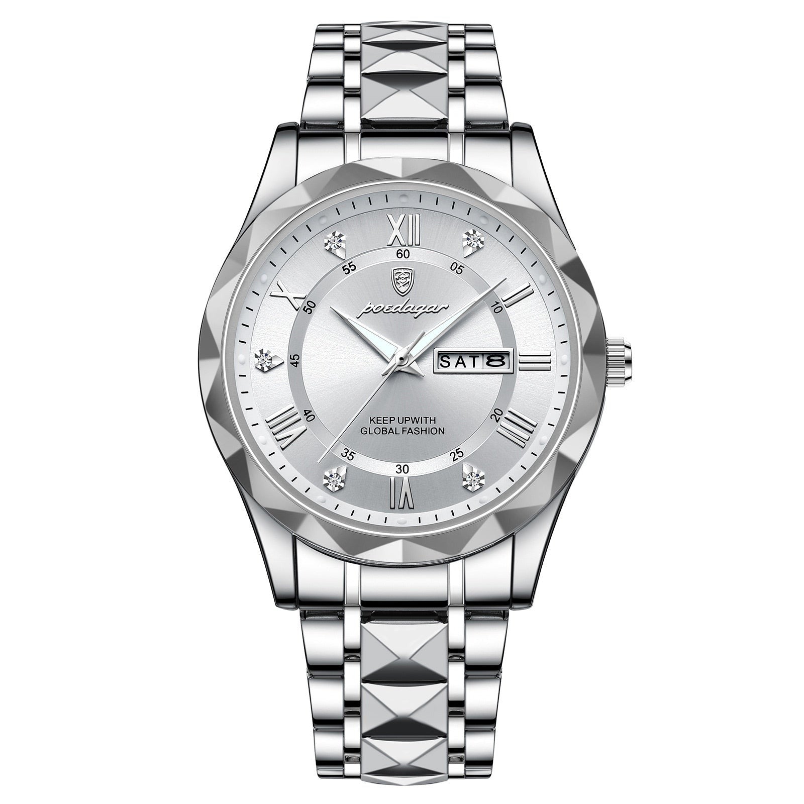 Men's Stainless Steel Watch with Quartz Movement | Luminous Hands | Date Display