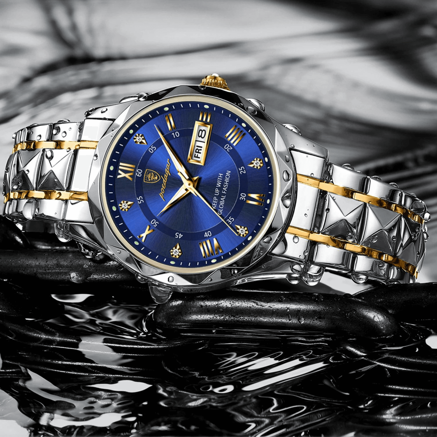 Men's Stainless Steel Watch with Quartz Movement | Luminous Hands | Date Display