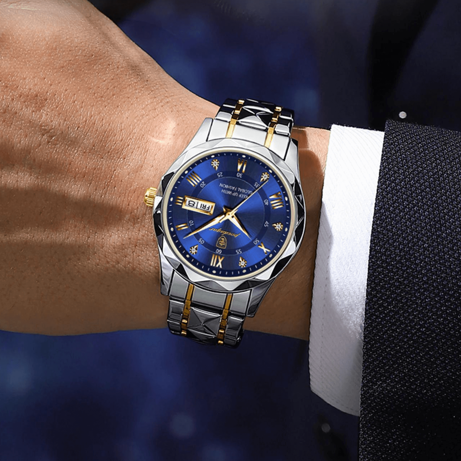 Men's Stainless Steel Watch with Quartz Movement | Luminous Hands | Date Display