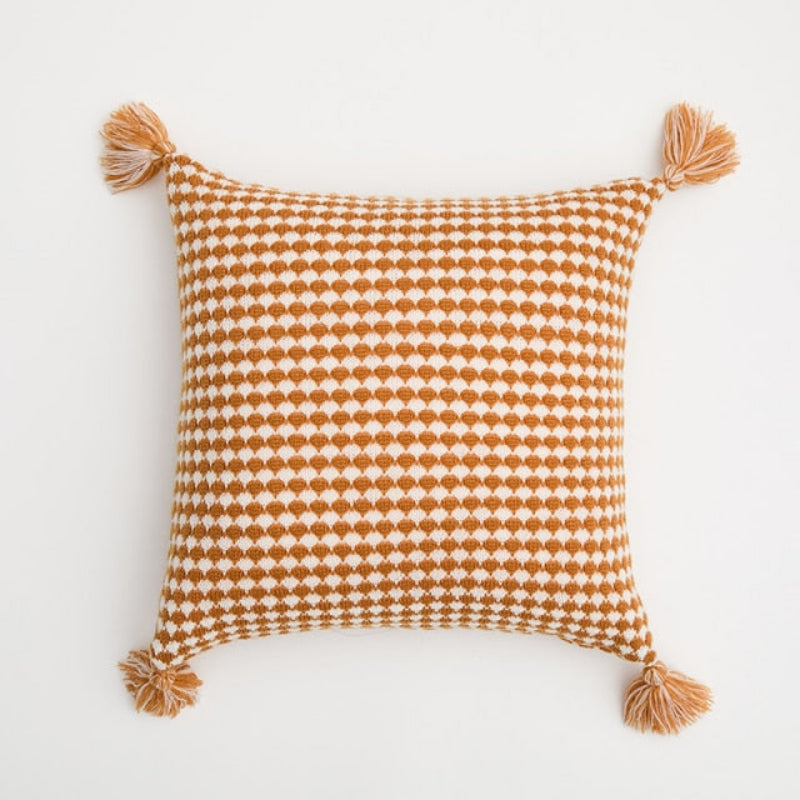 Textured Herringbone Throw Pillow Cover with Tassels
