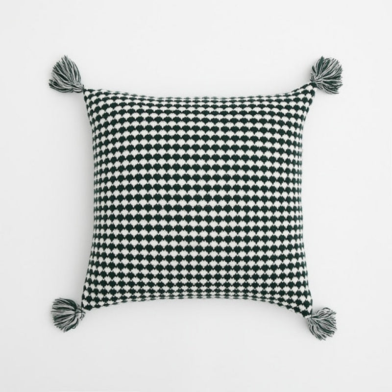 Textured Herringbone Throw Pillow Cover with Tassels