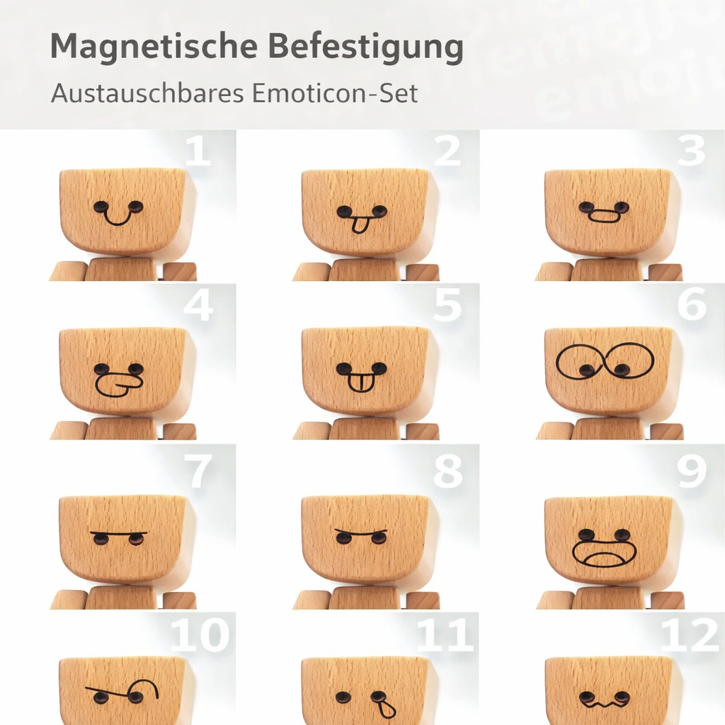 Wooden Decorative Figure with Wobble Function and Interchangeable Faces